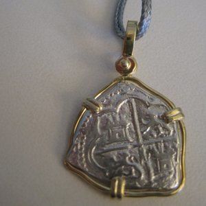 Atocha Silver Coin Pendant with Gold NWOT